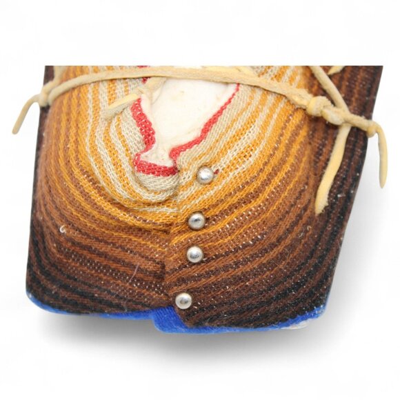 Vintage Native American Style Cradleboard Doll With Handwoven Wool & Leather Acc - Picture 7 of 10